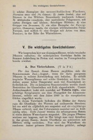V. Die wichtigsten Gewächshäuser