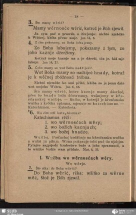 I. Wučba wo wěrnosćach wěry