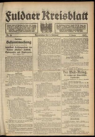Ausgabe vom Donnerstag, den 01. Februar 1917.