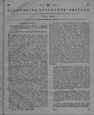 Rassmann, F.: Sonette der Deutschen. T. 1-2. Hrsg. v. F. Rassmann. Braunschweig: Schulbuchhandlung 1817 (Beschluss der im vorigen Stück abgebrochenen Recension.)