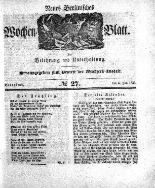 No. 27, Sonnabend, den 4.Juli 1835