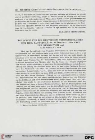 3.Ser. 1.1921: Die Sorge für die deutschen Fürstenschlösser und ihre Kunstschätze während und nach der Revolution 1918