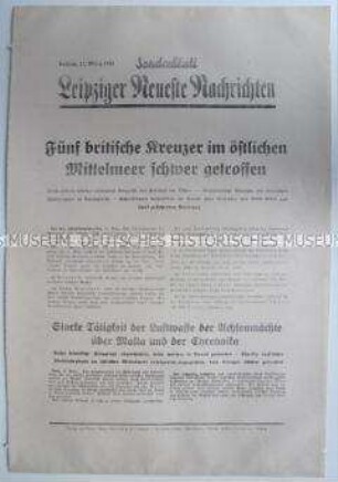 Sonderblatt der "Leipziger Neuesten Nachrichten" zum Kriegsverlauf an der Ostfront, in Nordafrika, im Mittelmeer und im Kanal