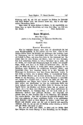 Dante Alighieri : vier Vorträge, gehalten in den Versammlungen des Schweriner Bezirksvereins