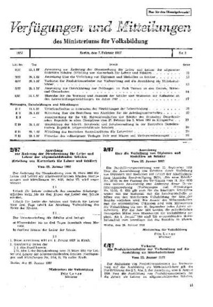 Vorkurse für Produktionsarbeiter zur Vorbereitung auf die Ausbildung als Mittelschullehrer : 4/57 vom 25. Januar 1957