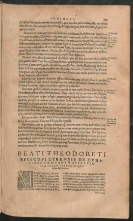 Beati Theodoreti Episcopi Cyrensis De Curatione Graecarum Affectionum Sermo Primus, In Quo fides defenditur.