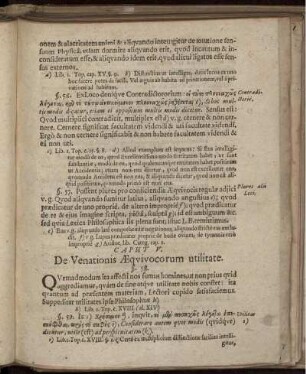 Caput V. De Venationis Aequivocorum utilitate.