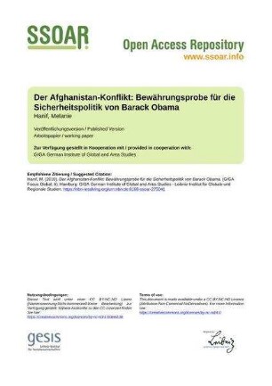 Der Afghanistan-Konflikt: Bewährungsprobe für die Sicherheitspolitik von Barack Obama