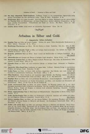 Arbeiten in Silber und Gold (Nr. 1103-1154)