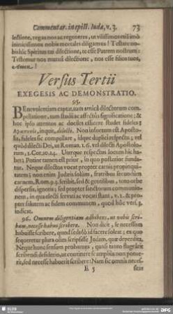 Versus Tertii Exegesis Ac Demonstratio