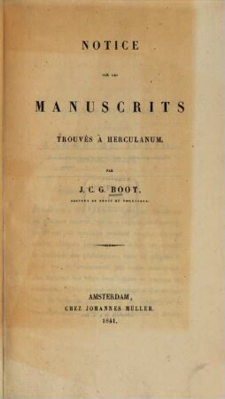 Notice sur les manuscrits trouvés à Herculanum