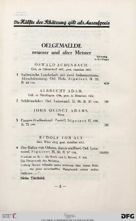 Ölgemälde neuerer und alter Meister (Nr. 1-94)