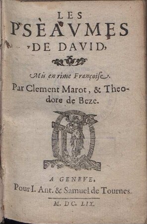 Les Pseavmes De David : Mis en rime Françoise