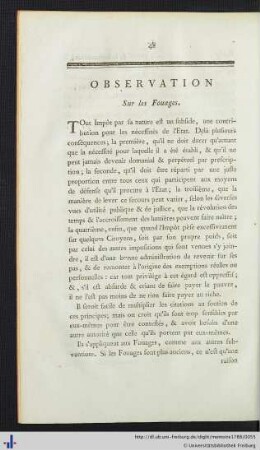 Observation Sur les Fouages.