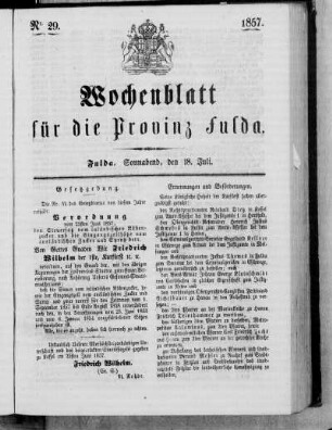 Nr. 29, Ausgabe vom 18. Juli 1857