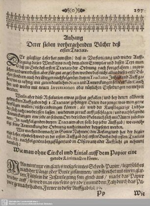 Anhang. Derer sieben vorhergehenden Bücher deß ersten Tractats.