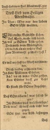 Trost-Lied vom Heiligen Abendmahle