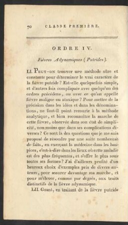 Ordre IV. Fièvres Adynamiques (Putrides)
