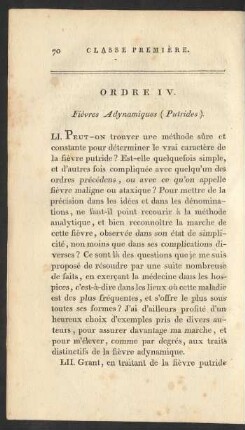 Ordre IV. Fièvres Adynamiques (Putrides)