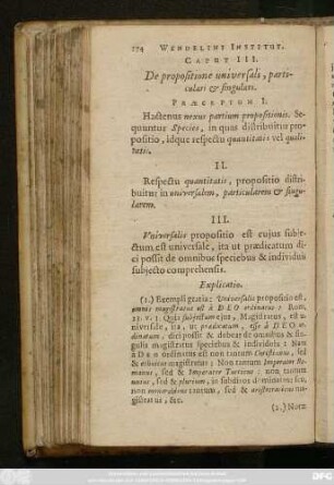 Caput III. De propositione universali, particulari & singulari.