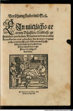 Versehung Leibs und Seel : ein nützlichs artzenei Büchlein
