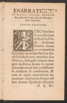 Enarrationis Symboli Niceni Articuli duo, prior de Synodis, alter de tribus personis divinitatis.