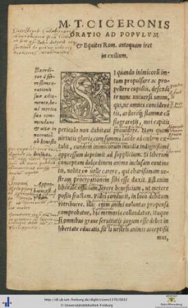 Marci Tullii Ciceronis Ad Populum Et Equites Romanos antequam iret in exilium
