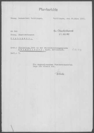 Deißlingen mit Lauffen/Rottweil: Visitationsbericht mit Pfarrbericht 1954