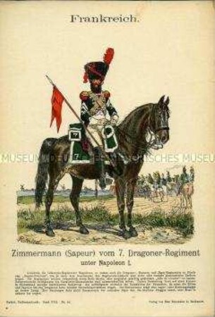 Uniformdarstellung, Sappeur des 7. Dragoner-Regiments, Erstes Kaiserreich Frankreich, 1804/1812.