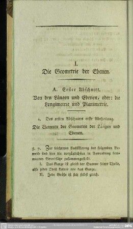 I. Die Geometrie der Ebenen
