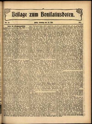 Zweite Ausgabe vom Sonntag, den 28. Mai 1911.