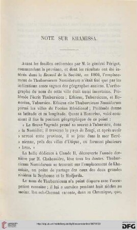 Sér. 2: Note sur Khamissa