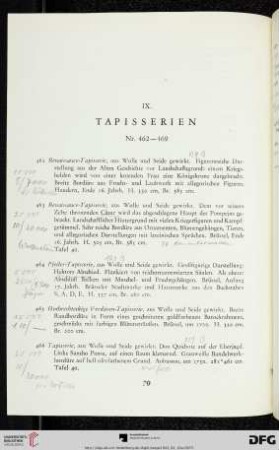 IX. Tapisserien (Nr. 462-469)