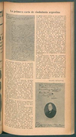 La primera carta de ciudadanía argentina