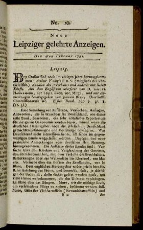 No. 10. Den 4ten Februar 1791.
