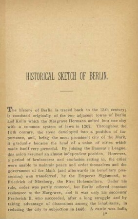 Historical sketch of Berlin