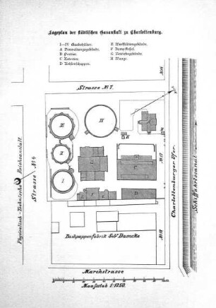 Lageplan der städtischen Gasanstalt zu Charlottenburg