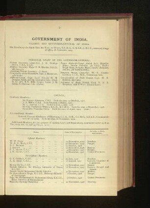 Government Of India. Viceroy and governor-general of India.