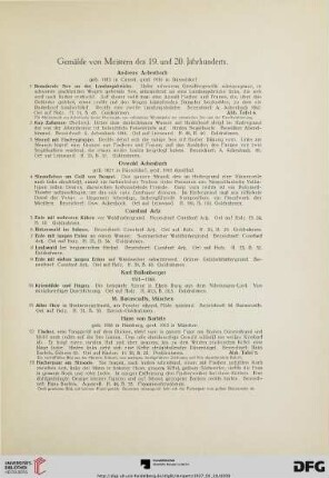 Gemälde von Meistern des 19. und 20. Jahrhunderts (Nr. 1-187)