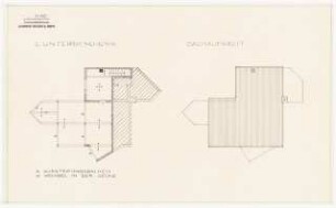 Schmitz-Häuser, Biberach/Riss Wohnhaus Werner Schmitz: Grundrisse 2. Untergeschoss und Dachaufsicht 1:100