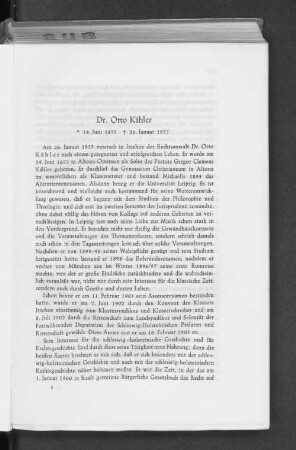Dr. Otto Kähler : * 14. Juni 1875 + 26. Januar 1955