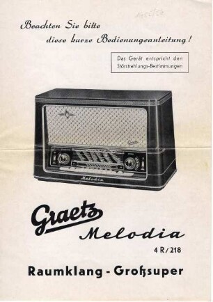Radio Graetz Melodia 4R/218