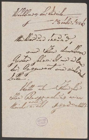 Conrad Ferdinand Meyer (1825-1898) Autographen: Brief von Conrad Ferdinand Meyer an Theophil Zolling - BSB Autogr. Meyer, C. F.