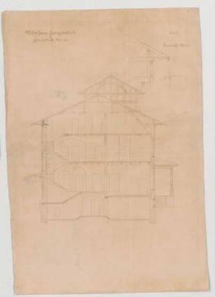 Thiersch, Friedrich von; München, Georgenstr. 16; Haus Thiersch - Turmdach (Schnitt)