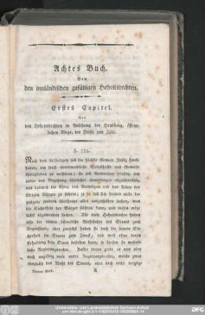 Achtes Buch. Von den innländischen zufälligen Hoheitsrechten.