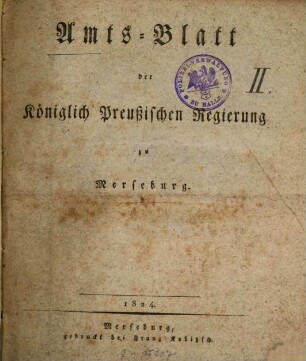Amtsblatt der Regierung zu Merseburg. 1824