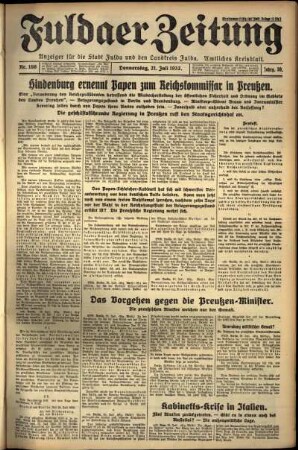 Erste Ausgabe vom Donnerstag, den 21. Juli 1932.