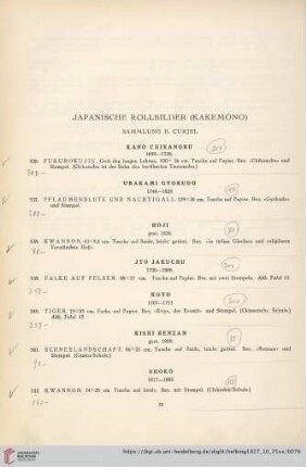 Japanische Rollenbilder (Kekemono) (Nr. 536-551)