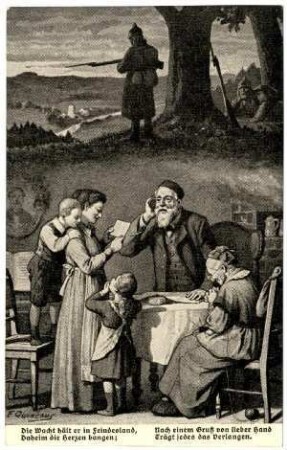 Kriegspostkarte Nr. 13, "Die Wacht hält er in Feindesland..."