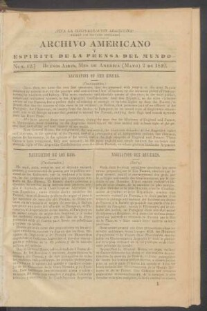 Número 12. - Buenos Aires, Mes de América (Mayo) 2 de 1849.